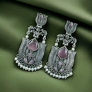 Maharani Jewels Ethnic Oxidized Plated Pota Stone And Pearl Jhumki Earrings