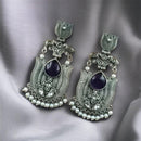 Maharani Jewels Ethnic Oxidized Plated Pota Stone And Pearl Jhumki Earrings