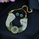 Maharani Jewels Gold Plated Polki Kundan And Beads And Pearl Choker Necklace Set
