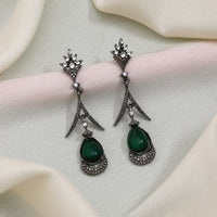 Maharani Jewels Black Polish Austrian Stone Dangler Earrings