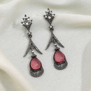 Maharani Jewels Black Polish Austrian Stone Dangler Earrings