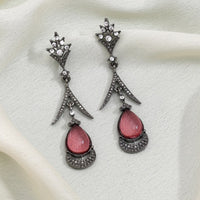 Maharani Jewels Black Polish Austrian Stone Dangler Earrings