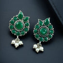 Maharani Oxidised Plated Pota Stone And Pearls Dangler Earrings