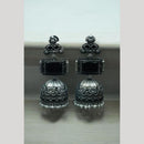 Maharani Jewels Oxidized Plated Pota Stone And Pearl Jhumki Earrings