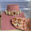 Maharani Jewels Gold Plated Crystal And Pota Stone Choker Neckalce Set