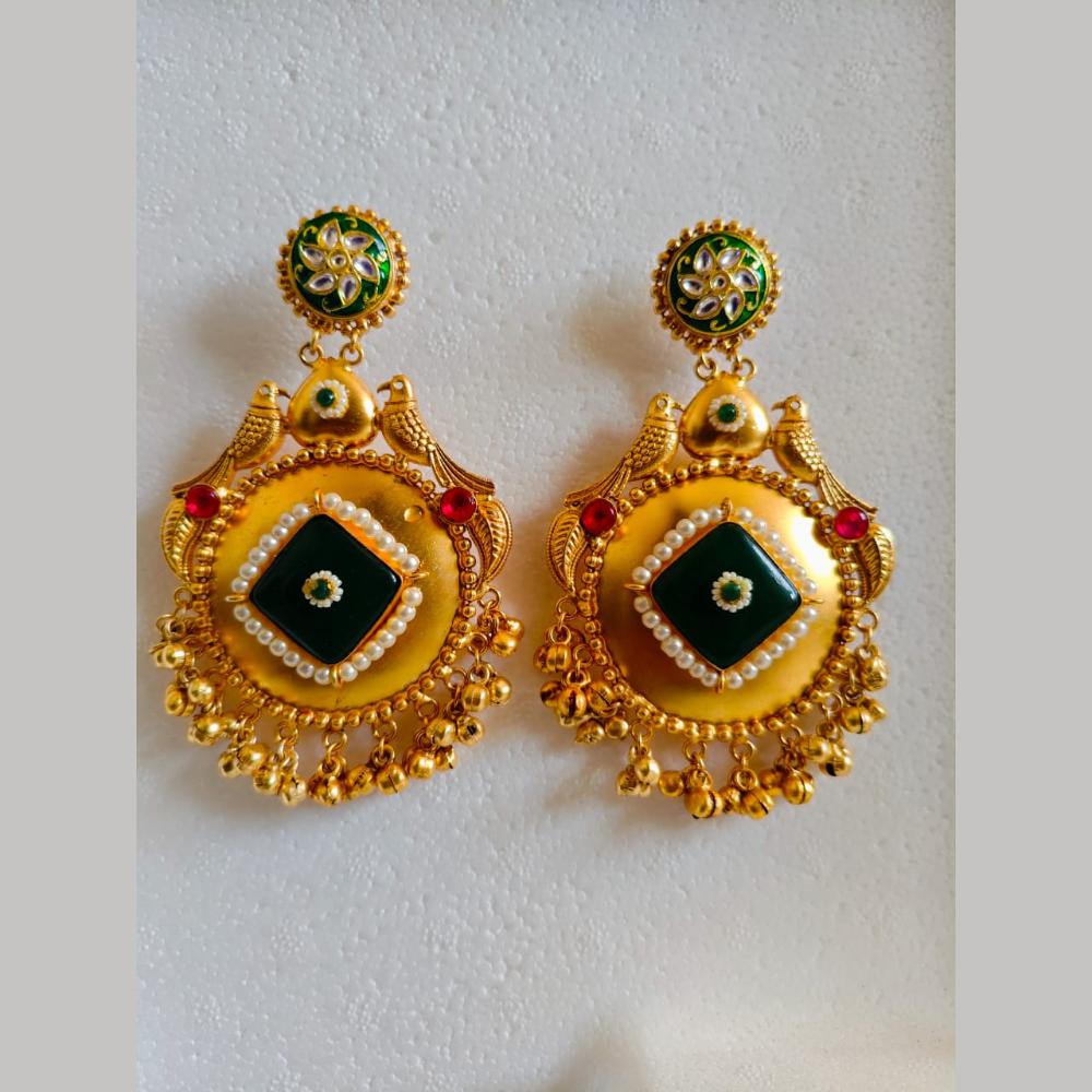 Maharani Jewels Gold Plated Kundan And Pearl Dangler Earrings