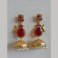 Maharani Jewels Gold Plated Pota Stone And Pearl Jhumki Earrings 