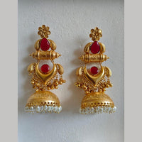 Maharani Jewels Gold Plated Pota Stone And Pearl Jhumki Earrings 