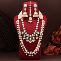 Maharani Jewels Gold Plated Kundan And Pearl Long Necklace Set 