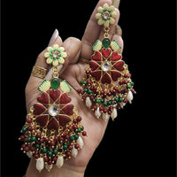 Maharani Jewels Gold Plated Meenakari And Beads Dangler Earrings