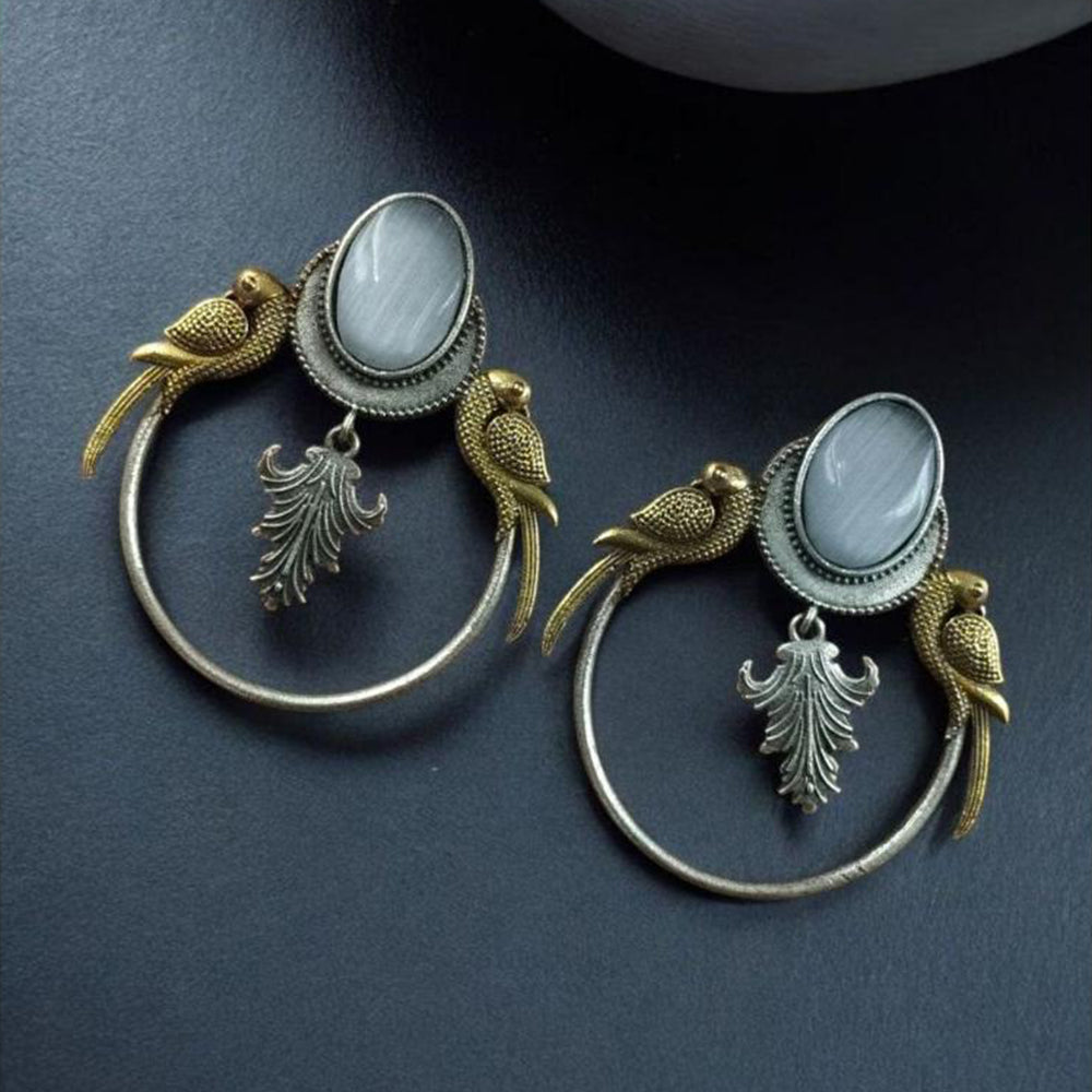 Maharani Jewels 2 Tone Plated Pota And Pearl Dangler Earrings