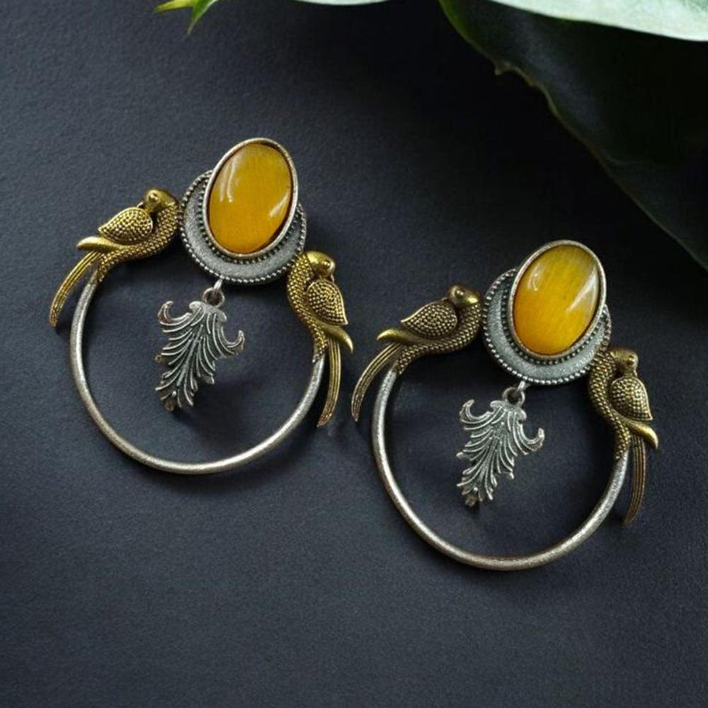 Maharani Jewels 2 Tone Plated Pota And Pearl Dangler Earrings
