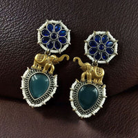 Maharani Jewels 2 Tone Plated Pota And Pearl Dangler Earrings