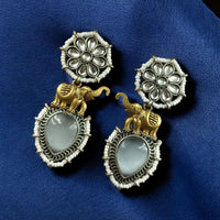 Maharani Jewels 2 Tone Plated Pota And Pearl Dangler Earrings