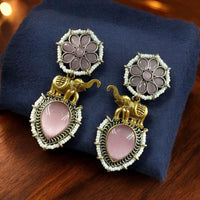 Maharani Jewels 2 Tone Plated Pota And Pearl Dangler Earrings