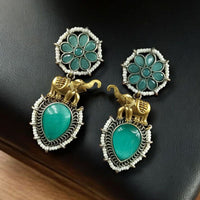 Maharani Jewels 2 Tone Plated Pota And Pearl Dangler Earrings