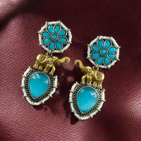 Maharani Jewels 2 Tone Plated Pota And Pearl Dangler Earrings
