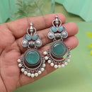 Maharani Oxidised Pota Stone And Pearls Dangler Earrings