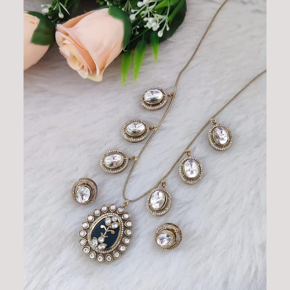 Maharani Jewels Gold Plated Kundan Stone Long Necklace Set