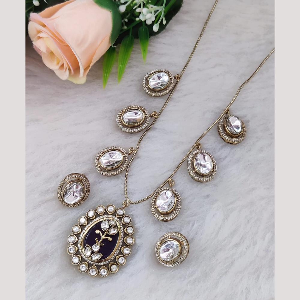 Maharani Jewels Gold Plated Kundan Stone Long Necklace Set