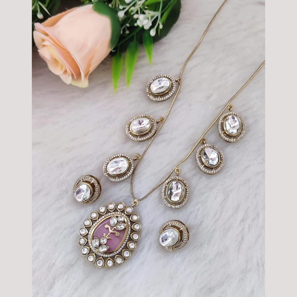 Maharani Jewels Gold Plated Kundan Stone Long Necklace Set