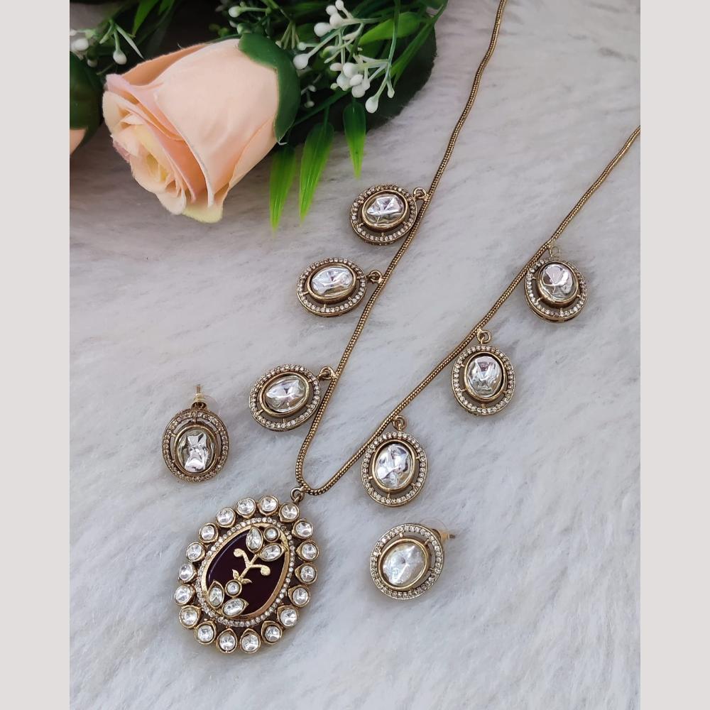 Maharani Jewels Gold Plated Kundan Stone Long Necklace Set