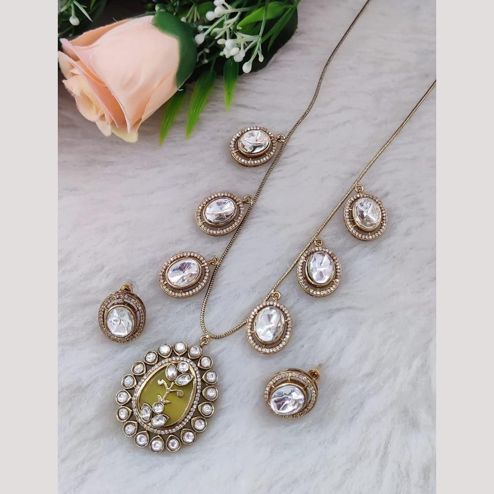 Maharani Jewels Gold Plated Kundan Stone Long Necklace Set