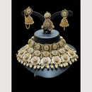 Maharani Jewels Pota Stone And Pearls Meenakari Choker Necklace Set