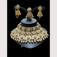 Maharani Jewels Pota Stone And Pearls Meenakari Choker Necklace Set