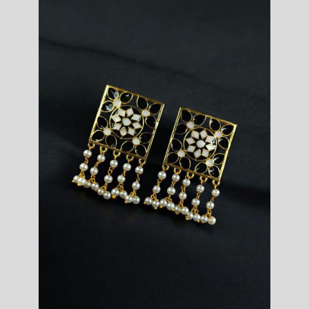 Maharani Jewels Heritage Meenakari Accents Beaded Dangler Earrings