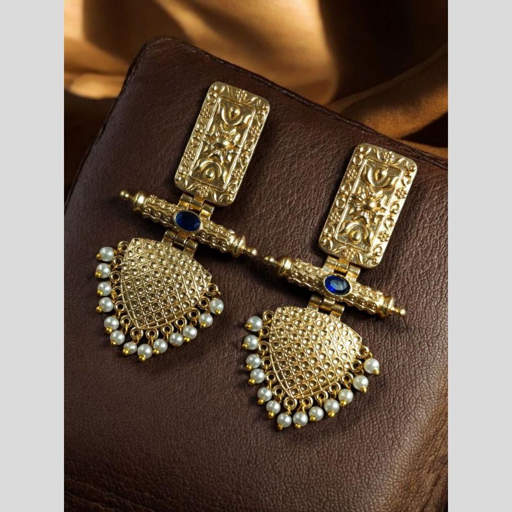 Maharani Jewels Elegant Pota Stone And Pearl Dangler Earrings