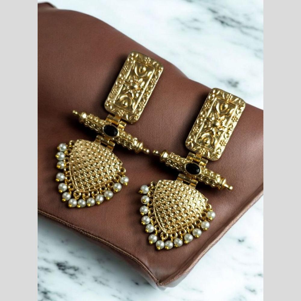Maharani Jewels Elegant Pota Stone And Pearl Dangler Earrings