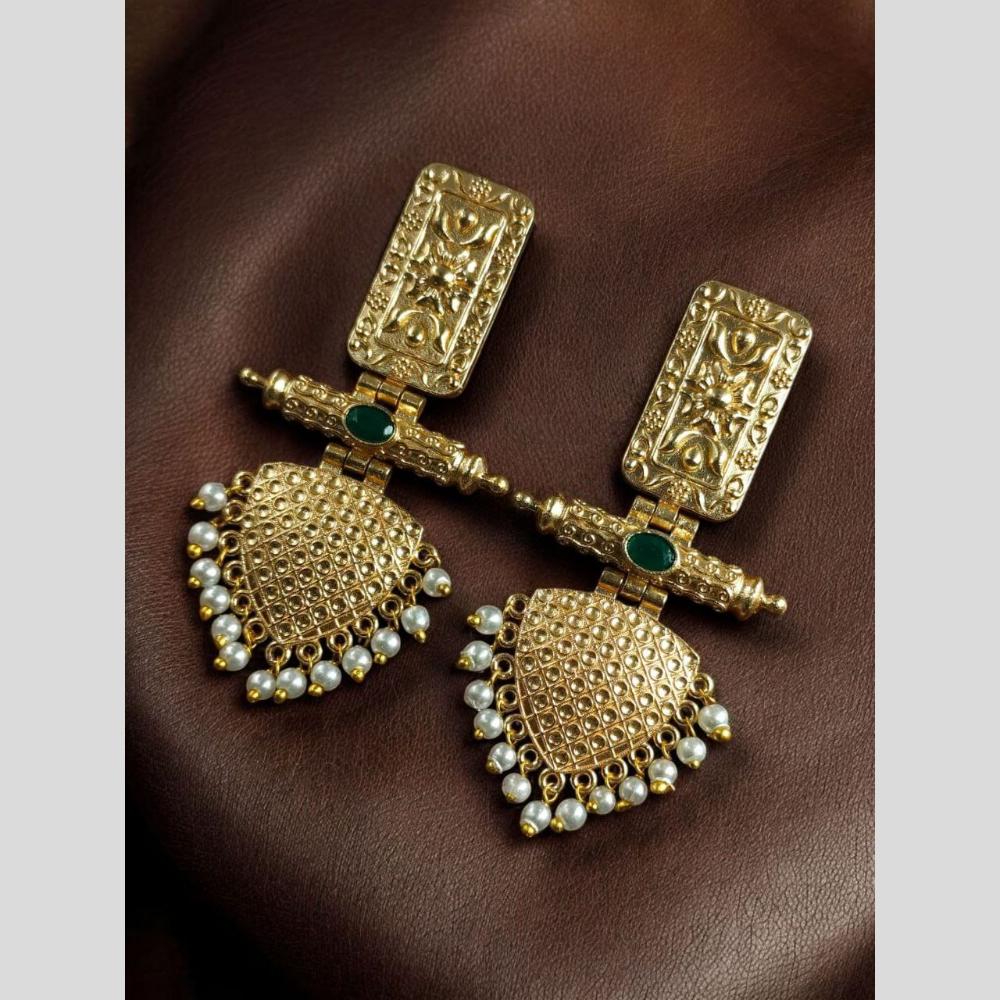 Maharani Jewels Elegant Pota Stone And Pearl Dangler Earrings