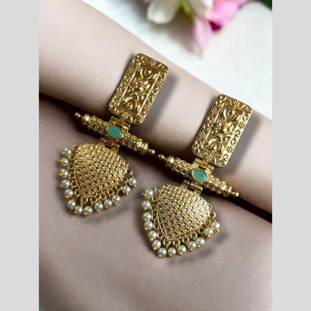 Maharani Jewels Elegant Pota Stone And Pearl Dangler Earrings