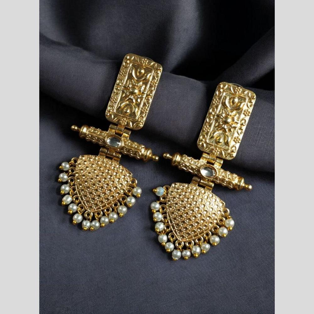 Maharani Jewels Elegant Pota Stone And Pearl Dangler Earrings