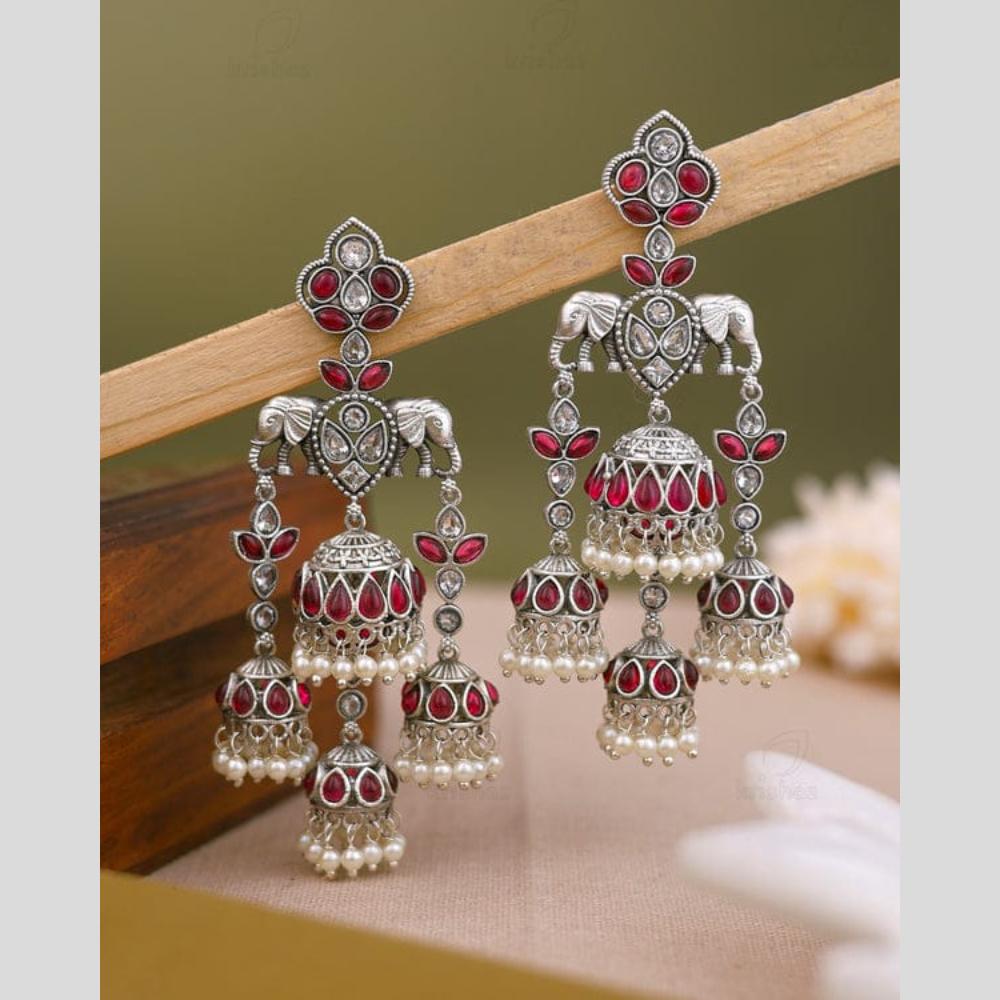 Maharani Jewels Elegant Pota Stone And Pearl Dangler Earrings