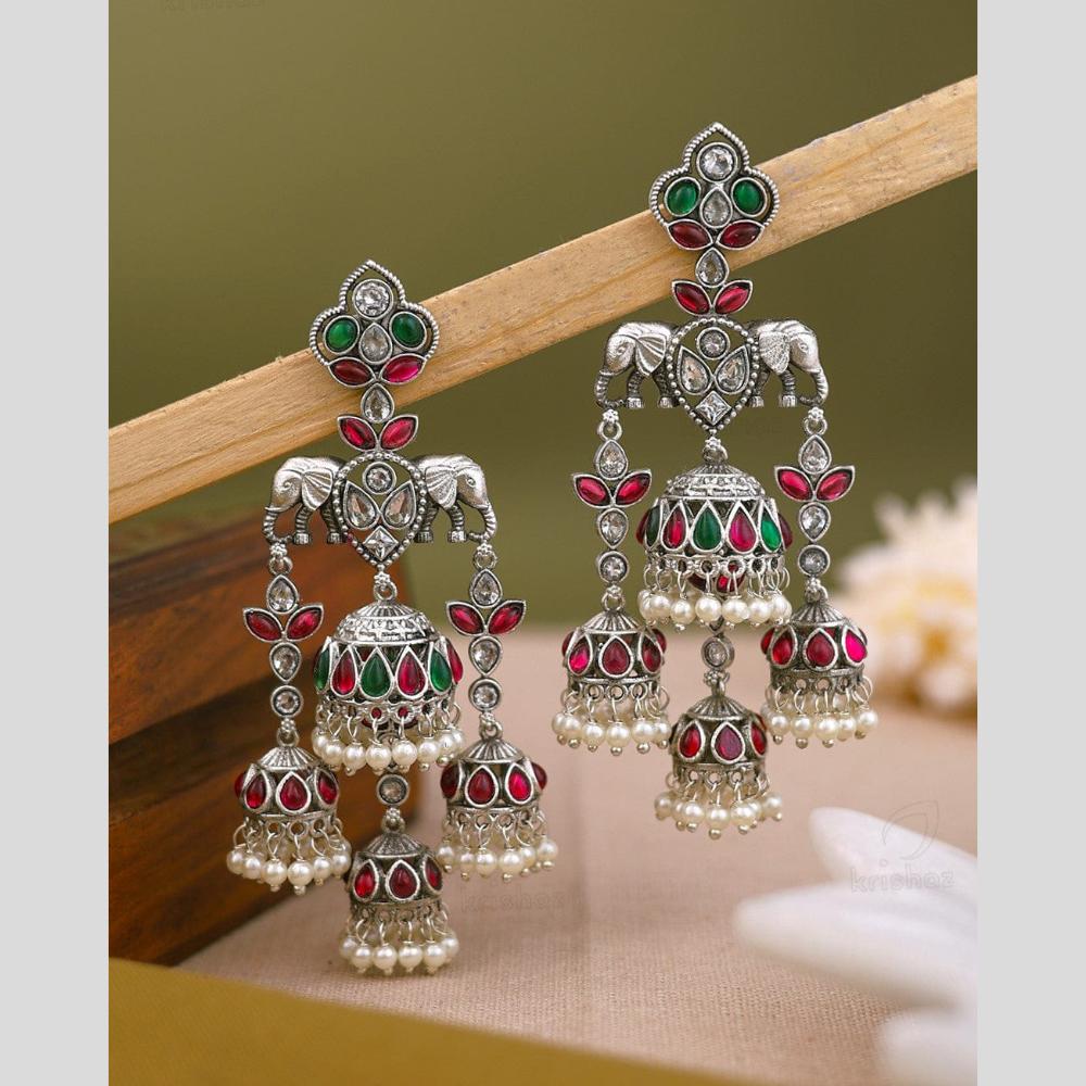 Maharani Jewels Elegant Pota Stone And Pearl Dangler Earrings