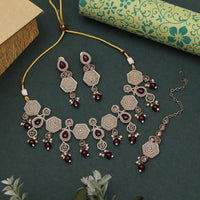 Maharani Jewels Pota Stone and Crystals With Mangtikka Necklace Set