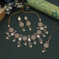 Maharani Jewels Pota Stone and Crystals With Mangtikka Necklace Set