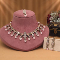 Maharani Jewels Pota Stone and Crystals With Mangtikka Necklace Set