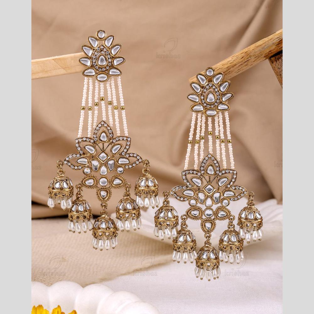 Maharani Classic Radiance Kundan And Pearl Jhumki Earrings Perfect for Festive Wear