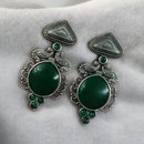 Maharani Rustic Charm Oxidised Plated Pota Stone Dangler Earrings