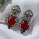 Maharani Rustic Charm Oxidised Plated Pota Stone Dangler Earrings