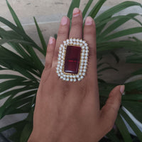 Maharani Jewels Royal Elegance Pota Stone And Pearl Ring