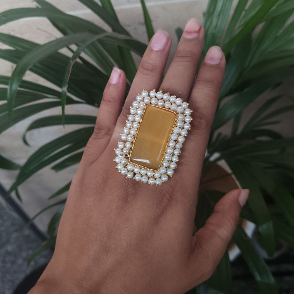 Maharani Jewels Royal Elegance Pota Stone And Pearl Ring