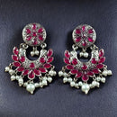 Maharani Jewels Stylish Oxidised Finish Pota Stone Dangler Earrings