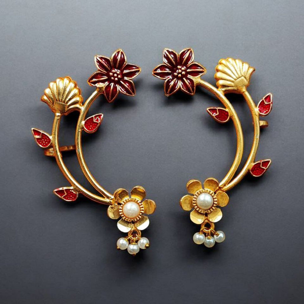 Maharani Jewels Designer Meenakari Floral Earcuffs Earrings