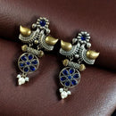 Maharani Jewels Regal Finish 2-Tone Plated Pota Stone And Pearl Dangler Earrings