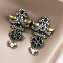 Maharani Jewels Regal Finish 2-Tone Plated Pota Stone And Pearl Dangler Earrings