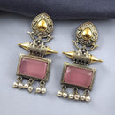 Maharani Jewels Regal Finish 2-Tone Plated Pota Stone And Pearl Dangler Earrings